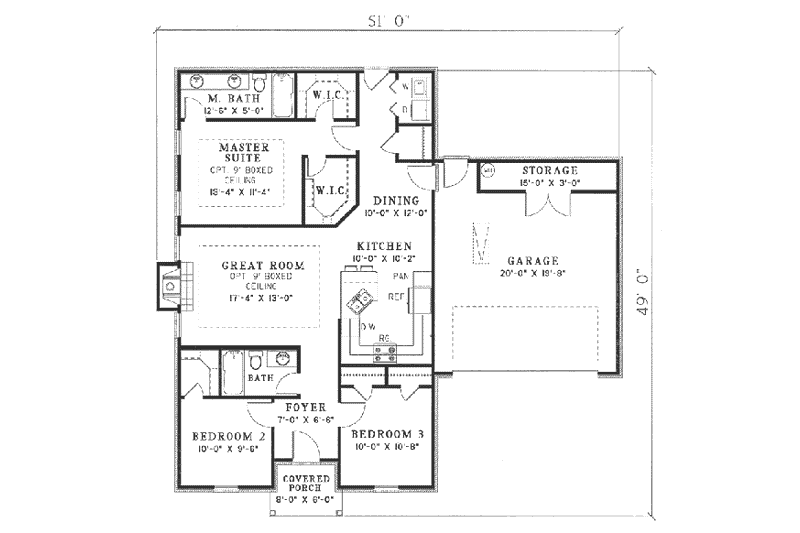 House Plan Design - Floor Plan - Main Floor for Traditional House Plan #17-1140 - 3 bed, 2 bath