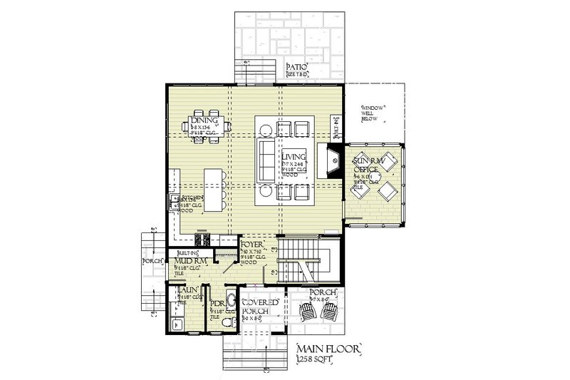 Architectural House Design - Floor Plan - Main Floor for Tudor House Plan #901-164 - 5 bed, 3.5 bath