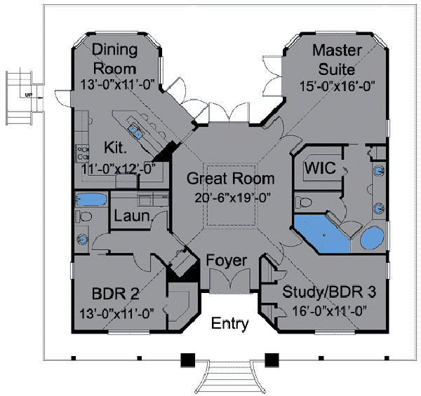 Beach Floor Plan - Main Floor Plan #115-129