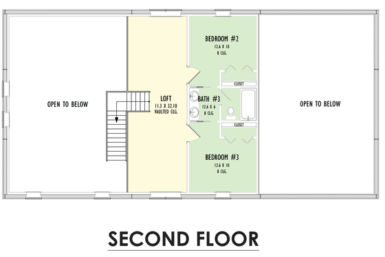 Floor Plan - Upper Floor for Barndominium House Plan #1092-35 - 4 bed, 3 bath