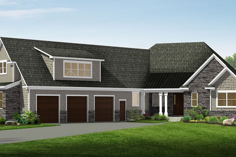 Dream House Plan - Craftsman Exterior - Front Elevation Plan #1057-17