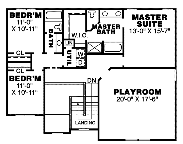 Traditional Floor Plan - Upper Floor Plan #34-156