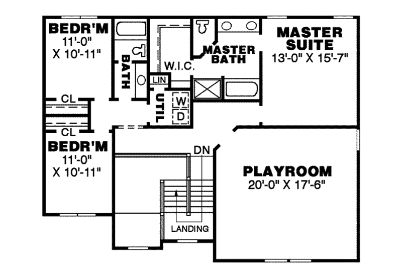 Home Plan - Floor Plan - Upper Floor for Traditional House Plan #34-156 - 3 bed, 2.5 bath