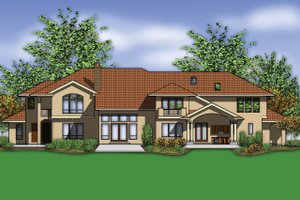 Exterior - Rear Elevation for European House Plan #48-962 - 5 bed, 6.5 bath