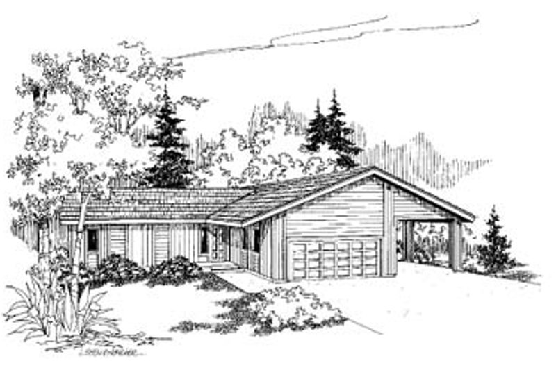 House Blueprint - Ranch Exterior - Front Elevation Plan #60-106