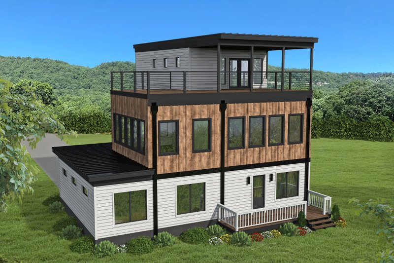 House Blueprint - Exterior - Rear Elevation for Contemporary House Plan #932-515 - 3 bed, 3.5 bath