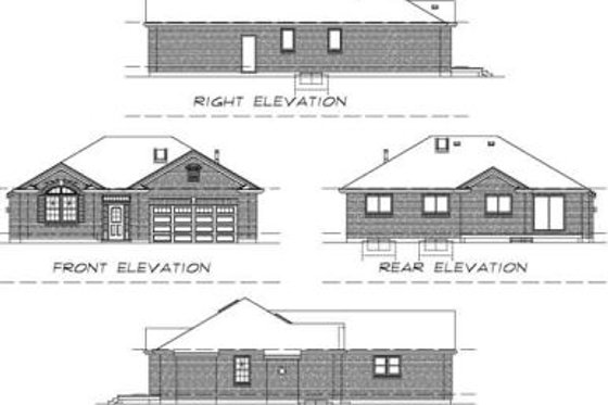 Exterior - Rear Elevation for European House Plan #47-376 - 3 bed, 2 bath