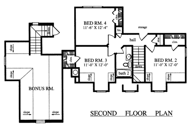Architectural House Design - Floor Plan - Upper Floor for Country House Plan #42-344 - 4 bed, 2.5 bath