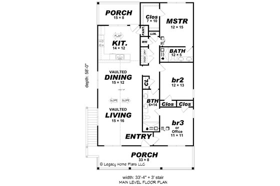 Floor Plan - Main Floor for Beach House Plan #932-907 - 3 bed, 2 bath