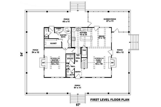 Floor Plan - Main Floor for Country House Plan #81-101 - 3 bed, 2.5 bath
