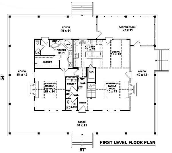 Country Floor Plan - Main Floor Plan #81-101