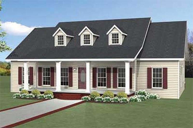 House Blueprint - FRONT VIEW - 1900 SQUARE FOOT SOUTHERN TRADITIONAL HOME
