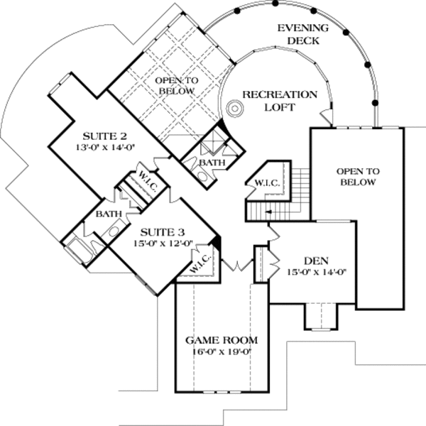 Traditional Floor Plan - Upper Floor Plan #453-45