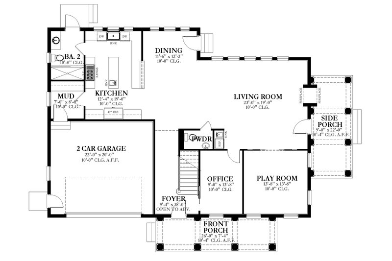 House Design - Floor Plan - Main Floor for Colonial House Plan #1058-232 - 4 bed, 3.5 bath