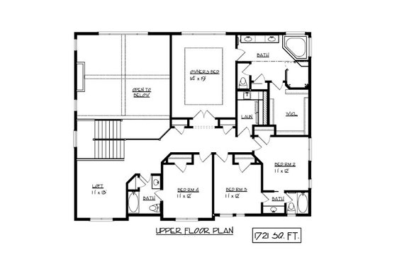 Floor Plan - Upper Floor for European House Plan #320-499 - 4 bed, 3.5 bath