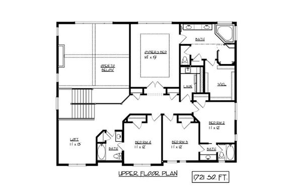 Architectural House Design - European Floor Plan - Upper Floor Plan #320-499