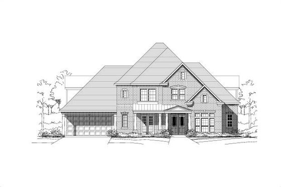 Exterior - Front Elevation 4 for Traditional House Plan #411-108 - 4 bed, 3.5 bath