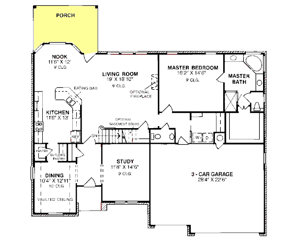 House Plan Design - Traditional Floor Plan - Main Floor Plan #20-185