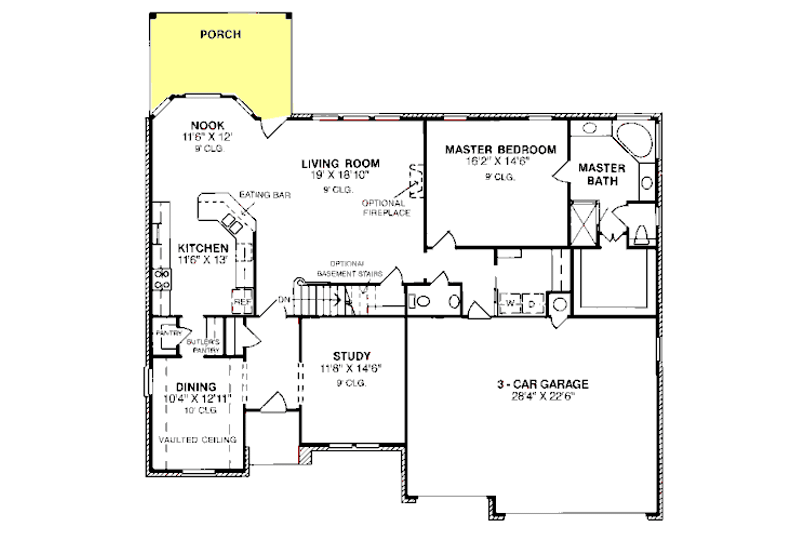 Home Plan - Floor Plan - Main Floor for Traditional House Plan #20-185 - 4 bed, 3.5 bath