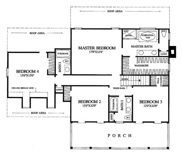 Colonial Floor Plan - Upper Floor Plan #137-145