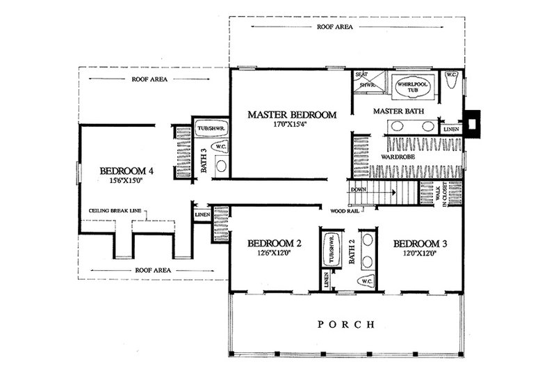 Dream House Plan - Floor Plan - Upper Floor for Colonial House Plan #137-145 - 4 bed, 3 bath