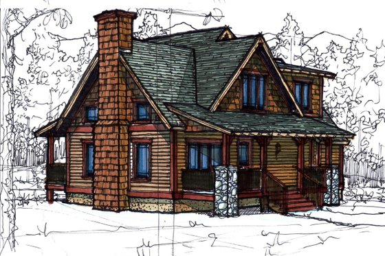 Exterior - Front Elevation 4 for Cottage House Plan #921-2 - 3 bed, 2.5 bath