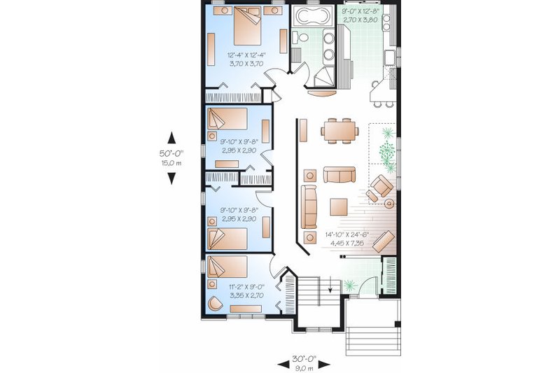 Dream House Plan - Floor Plan - Main Floor for Traditional House Plan #23-797 - 4 bed, 1 bath