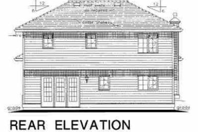 Architectural House Design - Exterior - Rear Elevation for Traditional House Plan #18-229 - 4 bed, 2.5 bath
