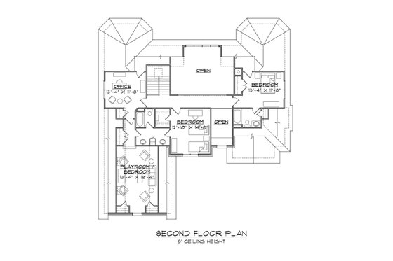 Floor Plan - Upper Floor for Traditional House Plan #1054-79 - 3 bed, 3.5 bath