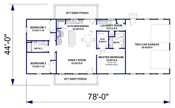 Farmhouse Floor Plan - Main Floor Plan #44-265