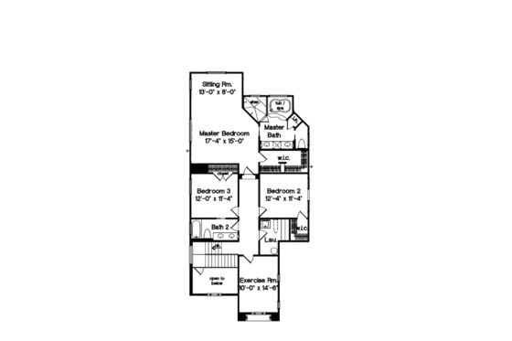Floor Plan - Upper Floor for European House Plan #135-193 - 4 bed, 2 bath
