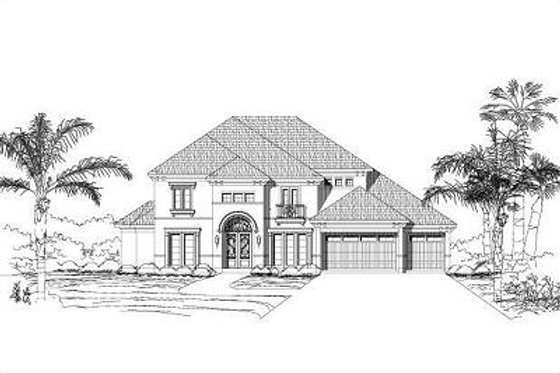 Exterior - Front Elevation for European House Plan #411-327 - 5 bed, 4.5 bath