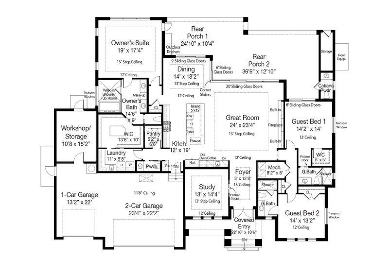 House Blueprint - Floor Plan - Main Floor for Traditional House Plan #938-163 - 3 bed, 3.5 bath