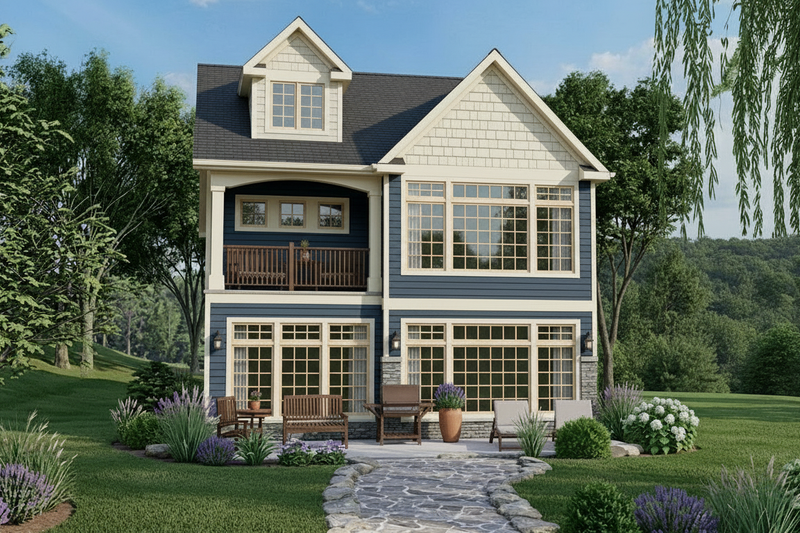House Blueprint - Exterior - Rear Elevation for Craftsman House Plan #1064-84 - 3 bed, 2.5 bath
