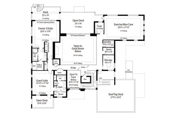 Home Plan - Floor Plan - Upper Floor for Contemporary House Plan #938-167 - 3 bed, 4 bath