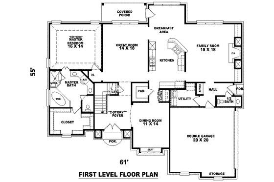 Floor Plan - Main Floor for European House Plan #81-1091 - 4 bed, 3.5 bath