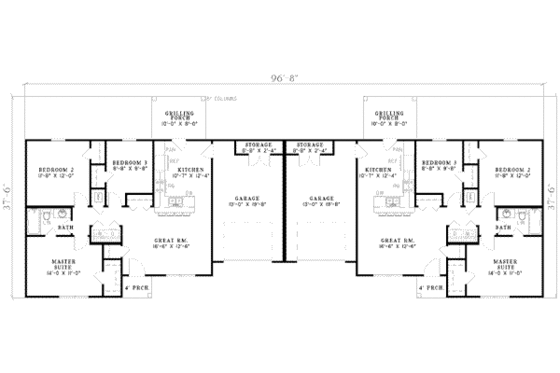 Floor Plan - Main Floor for Ranch House Plan #17-553 - 3 bed, 1 bath
