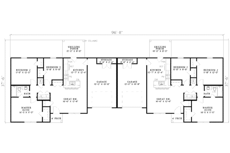 House Design - Floor Plan - Main Floor for Ranch House Plan #17-553 - 3 bed, 1 bath