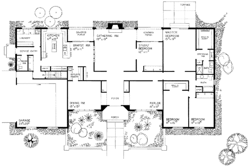 House Design - Floor Plan - Main Floor for Traditional House Plan #72-178 - 3 bed, 2.5 bath