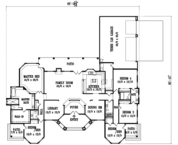 Adobe / Southwestern Floor Plan - Main Floor Plan #1-1107