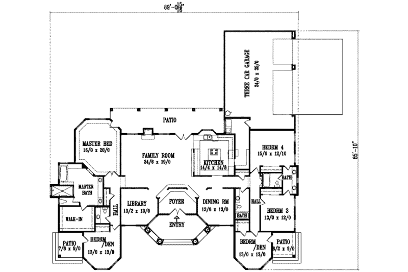 Dream House Plan - Floor Plan - Main Floor for Adobe / Southwestern House Plan #1-1107 - 5 bed, 3.5 bath