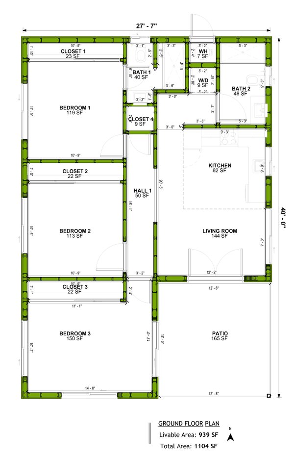 Floor Plan - Main Floor for Modern House Plan #1106-67 - 3 bed, 2 bath