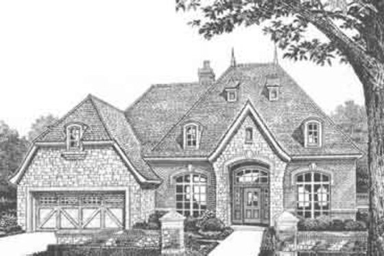 Exterior - Front Elevation for European House Plan #310-381 - 2 bed, 2.5 bath