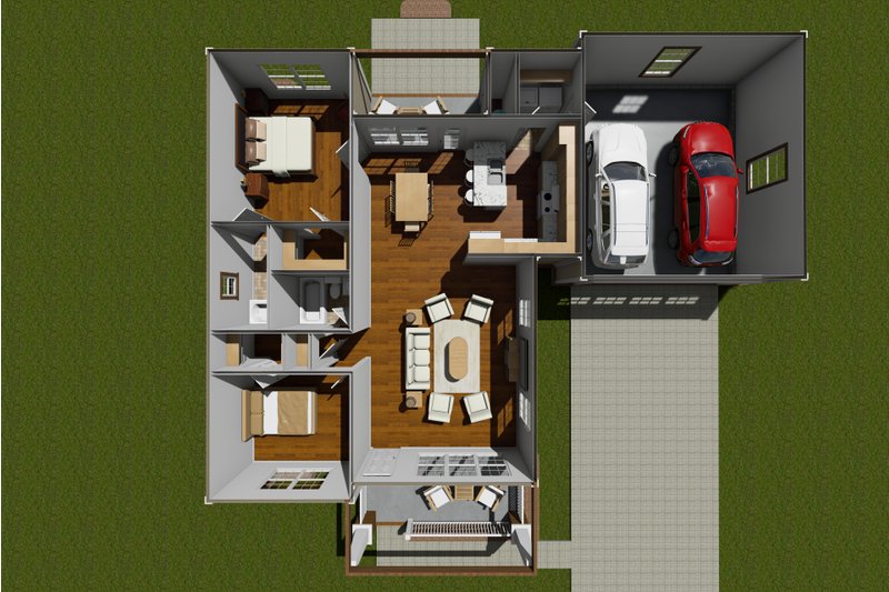 Dream House Plan - Floor Plan - Main Floor 1 for Cottage House Plan #513-2083 - 2 bed, 2 bath
