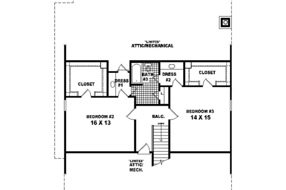 Floor Plan - Upper Floor for Traditional House Plan #81-433 - 3 bed, 3 bath