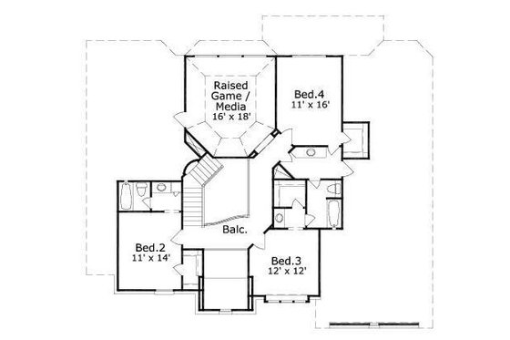 Floor Plan - Upper Floor for Colonial House Plan #411-771 - 4 bed, 3.5 bath