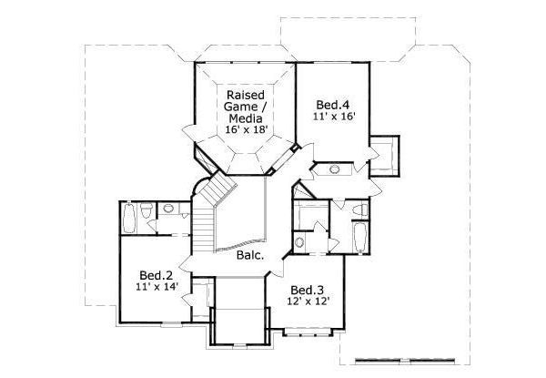 Colonial Floor Plan - Upper Floor Plan #411-771