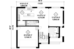 Floor Plan - Main Floor for Contemporary House Plan #25-4280 - 3 bed, 2 bath