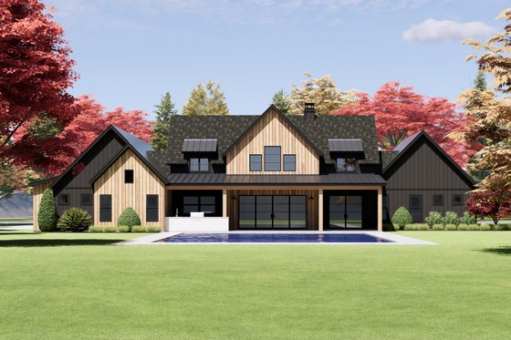 Exterior - Rear Elevation 1 for Farmhouse House Plan #1096-26 - 4 bed, 4.5 bath