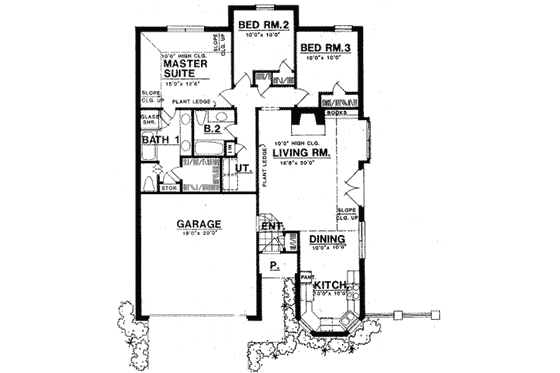 Floor Plan - Main Floor for European House Plan #40-284 - 3 bed, 2 bath